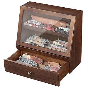 Pocket Knife Display Case for 2230 Folding Knives, Drawer with Removable Display Shelf, Knife Organizer Storage Box, Gift for Men