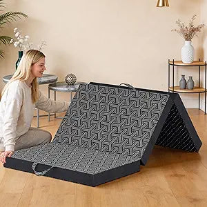 Foldable Mattress Twin,6" Memory Foam Mattress Topper,Trifold Mattress with Washable Cover,Handles & Non-Slip Bottom,Folding Mattress for Back Pain Relief,Guest,Yoga,Caravan,Camping,Travel
