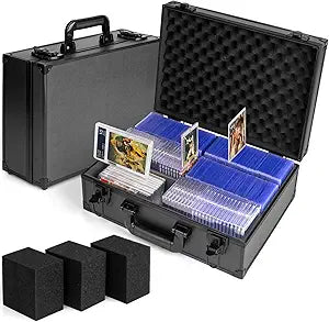 Top Loader Case, Trading Card Storage Box with Key Lock for Sports Cards, Trading Cards, Hard Case Holds 600+ Top Loaders or 130+ 35pt One Touch