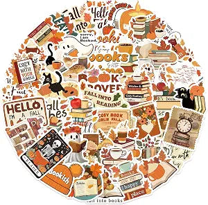 50PCS Cartoon Bookish Stickers for Kindle,Fall Style Bookworm Stickers Pack for Kids Teens Reading Book Vinyl Decals for Laptop Water Bottle Girls Waterproof Magic Bookish Sticker (Book Y)