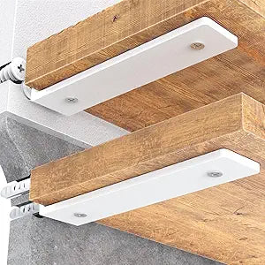 Goovilla Heavy Duty Floating Shelf Brackets 12 Inch for 24 Wood Stud, 4 Pack L Brackets for Shelves or Shelving, White Coated Metal Shelf Hardware with 160 lb. Load Capacity and Easy Installation