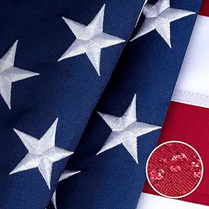 American Flag 5x8 ft for Outside, Tearproof Super Tough Series, Heavy Duty Spun Polyester, All Weather Large US Flag High Wind with Embroidered Stars, Brass Grommets, Ultra Durable USA Flags for Outdoor