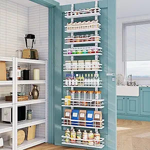 Eastherry Over The Door Pantry Organizer9-Tier Over The Door Organizer with Adjustable BasketMetal Hanging Pantry Organizers and Storage for Kitchen, Back of Door Seasoning Rack