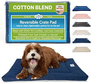 Pet Dreams Dog Crate Pad - Washable Kennel Mat, Crate Pads for Dog Cages, Non-Toxic, Flat Indoor Cat Bed, Fits iCrate 18, 24, 30, 36, 42, 48 Inches (Denim, Medium, 30")