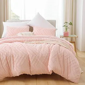 YIRDDEO Full Size Comforter 3Pcs, Blush Pink Boho Chevron Bedding Sets
