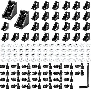 30-Set Lock 2020 Series Aluminum Extrusion Profile Connector Black