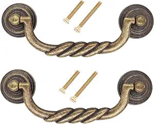2-Pack 4.25" Vintage Cabinet Pulls Bronze Tone for Doors Cupboard Chest Drawer