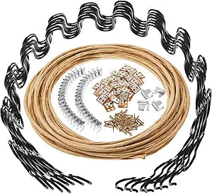 MorningRo 8 Pcs 23 Inch Couch Upholstery Spring Repair Replacement Kit - 8 Heavy-Duty Springs, 16 Spring Clips, 64 Nails, 40ft Steel Stay Wire for Fixing Sagging Cushions in Sofa Recliner Chair