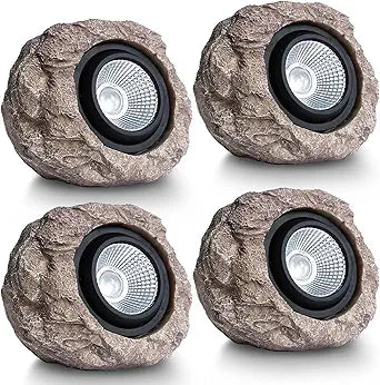 4 Pack Solar Garden Lights Outdoor Super Bright Solar Rock Spot ligths Outdoor Led Landscape Lighting for Pathway Lawn Patio Porch Yard Walkway