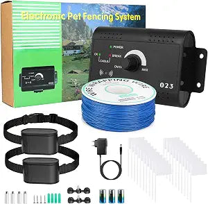 KOCASO Electric Dog Fence System, Covers up to 1.2 Acre, for Dogs Over 4 lb, 2 Ajustable Waterproof Collar with 984 Feet Wire,Suitable for Small, Medium, Large Dogs (Black 2) (with 2 Collars)