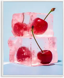 Cherry Ice Cubes Modern Still Life, 16 x 20 Inch Framed Gicle Print