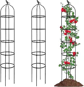 2-Pack 6.7FT Garden Obelisk Trellis for Climbing Plants,81Metal Plant Support Tower,Heavy Duty Thickened Tube,Rustproof Black Vine & Flower Stand for Outdoor Indoor Use