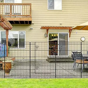 INJOPEXI Decorative Garden Fence 6 Panels 13ft (L)36in (H) Metal Garden Fences with 5 Panels + 1 Gate, Animal Barrier Rabbit Fence Rustproof Wire Temporary Dog Fencing Outdoor for Yard Lawn Patio