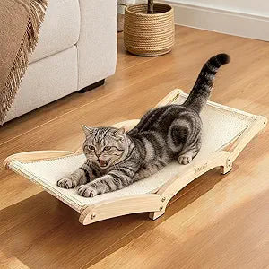 34 Extra-Larger Sisal Scratcher Bed for Indoor Cats Hammock for Scratching Pad Cat Chair Natural Sisal Scratch Post for Cats Scratcher Lounge, Scratch & Rest Wooden Cat Furniture