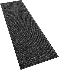 Front Door Mat, 120" x 36" Heavy Duty Indoor Outdoor Doormat, Non-Slip Welcome Mats for Entryway, Rubber Backing Low Profile Commercial Door Mats, Black Stripe