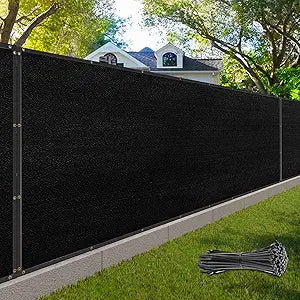 6' x 50' Black Fence Privacy Screen Commercial Grade Heavy Duty Black Bindings for Gardens Backyard Patio Construction Project Outdoor Events