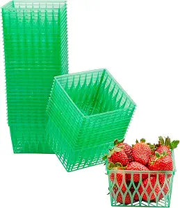 Cornucopia Brands Pint Size Plastic Berry Baskets (48-Pack), 4-Inch Berry Boxes w/Open-Weave Pattern, Ideal for Summer Picking & Crafts! (48 Boxes)