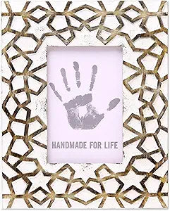 NOVICA Artisan Crafted Mango Wood Ornate Photo Frame 4x6 | Swirling Motifs | Home Decor | Glass Pane | Tabletop | Starry Memories Color | Rectangular Shape | Family Theme | Brushed Finish | India