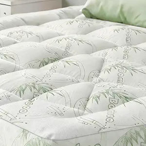 Bamboo Mattress Topper Queen Size with Deep Pocket 1700 GSM Fill Cooling Shredded Memory Foam Mattress Pad Rayon Derived from Bamboo, Ideal for Side Sleepers, Back Pain, Hot Sleepers