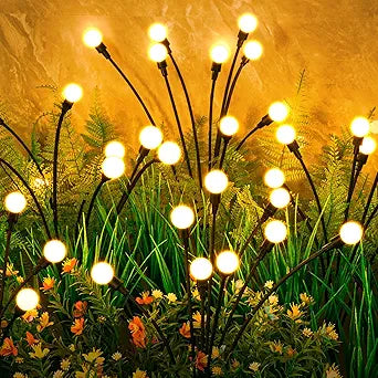 Solar Lights Outdoor(6-Pack, 48 LEDs), ASMAD Solar Garden Lights, Outdoor Decorations, Firefly Light for Patio Decor, Big Bulb, Unique Gifts for Women, Gifts for Grandma