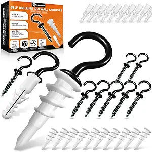 10PCS Screw Hooks + Self-Drilling Drywall Anchor, Expansion Tubes