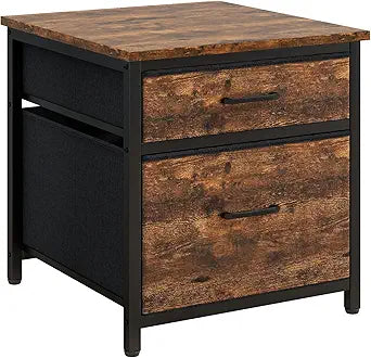 YMYNY Mini Fridge Stand with Storage, Mini Fridge Cabinet with Fabric drawers, 250lbs Heavy-Duty Compact Refrigerator Table for Home, Office, Bedroom,21.7" L x 22.8" W, Rustic Brown HBR008H