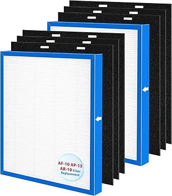 AF-10FL Replacement Filter Compatible with HoMedics Air Purifier AF-10 AP-15 AR-10 Filters, Compared to Part # AF-10FL AP-15CRF AF-15, with 2 Premium Filter + 6 Activated Carbon Pre-filters