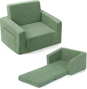 Bubble Ball Comfy Kids Couch and Chsir, 2-in-1 Convertible Sofa Chair, Soft Fold Out Couch for Reading, Playroom, Kids Couch for Boys & Girls, Green