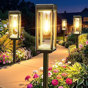 Tall Solar Pathway Lights Outdoor, 8 Pack Bright Garden Lights Solar Powered Waterproof, Auto On/Off, Up to 15Hrs Outdoor Solar Light for Yard Path Yard Walkway Driveway Patio Lawn Decor