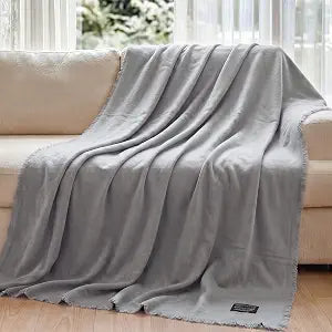 REDKISS Cotton Throw Blanket for Couch, 60"x80" Bed Throw Breathable Soft and Lightweight, Large Sofa Blanket for Bed Anti-Static All-Season Home Decor Gift for Men & Women, Light Gray