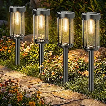 Sparkblaze 12 Pack Solar Pathway Lights Outdoor, Modern Classic Solar Garden Lights, Auto On/Off Landscape Lighting for Yard, Lawn, Patio, Walkway, Waterproof Solar Stake Lights. (12, Warm White)