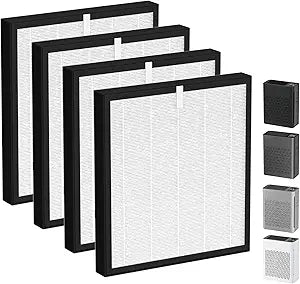TZ-K2 Replacement Filter Compatible with ToLife Air Puri-Fier Filter TZ-K2-A, 3-in-1 H13 HEPA with Activated Carbon and Pre-Filter, 4 Pack