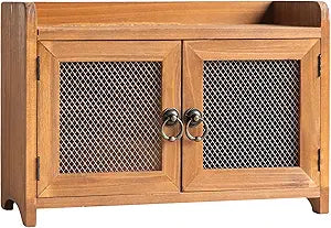 COLLECTIVE HOME - Storage Cabinet, Mini Countertop Cabinet, Wood Organizer for Kitchen Living Room Bedroom Bathroom Office with Magnetic Door, 14.5 x 6.5 x 10 (Brown)