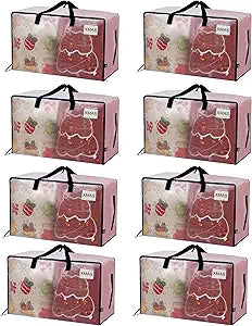 VENO 8 Pack Clear Extra Large Moving Bags & Storage Totes, Heavy Duty Organizer with Reinforced Handles & Strong Zippers for Clothes, College Dorm Essentials, Moving Supplies