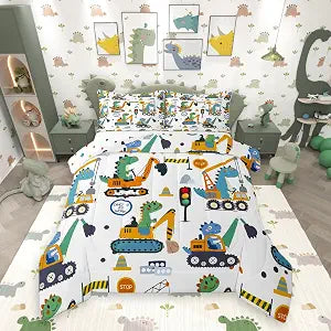 Erosebridal Dinosaur Comforter Set Construction Bedding Set Twin Size