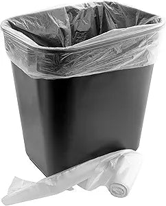 Space-Saving Trash Can and 100x 4 Gal. Leak-Proof Liners Set. Small Black Plastic Wastebasket and Clear Bags Great for Bathroom, Kitchen or Home Office. Garbage Bin Fits Under Most Desks & Cabinets