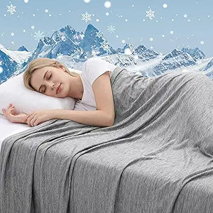 Hahafelt Cooling Blanket for Hot Sleeper, Summer 90''x90'' Queen Size Double Sided Cold Blanket with Storage Bag, Q-MAX>0.45 Lightweight Breathable Cooling Blankets for Bed Couch Sofa Car Travel, Grey