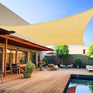 Shade&Beyond Shade Sail 08'X20' Rectangle Sand Breathable UV Block Outdoor Canopy for Backyard Patio Pergola Garden Deck(We Make Custom Size)