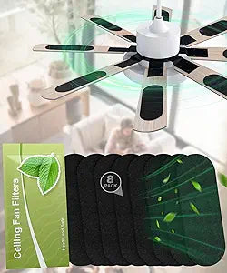 JAYNLT Ceiling Fan Filters for Blades, Activated Carbon Fan Blade Air Purifier Pads Trap Dust & Odors, Easy-Stick Universal Air Purifiers for Common Household Contaminants(8 Pcs)