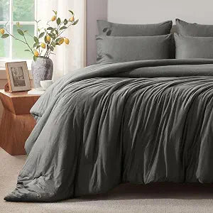Queen Comforter Set, Comforters Queen-Size Luxury Ultra-Soft Jersey Knit Bedding Sets, Dark Grey Lightweight Down Alternative Bed Comforter Queen for All Season, 3 Piece