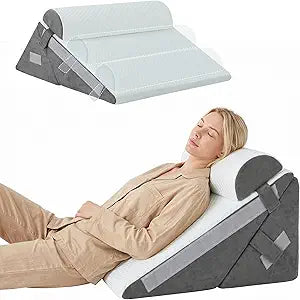 BDEUS 3PCS Wedge Pillow Set for After Surgery, Back Pillow for Bed Sitting up, Orthopedic Foam Wedge Pillow for Acid Reflux Sleep Apnea Back Pain Relief, Post Surgery Pillow for GERD & Snoring, White