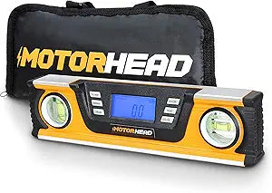 MOTORHEAD 10-Inch 0 - 180 SMART DIGITAL Level, LCD Screen, Audible Alerts, Water, Dust & Shock Resistant, Magnetic Bottom, Includes Bag, High-Visibility, Solid-Milled Aluminum, USA-Based Support