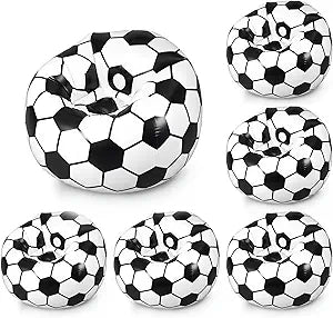 6 Pack Inflatable Soccer Bean Bag Chair 41 Inch Blow up Soccer Sofa with Foot Pump, Inflatable Bean Bag Chair for Adults, Portable Air Cushion Lounge for Outdoor Camping Party