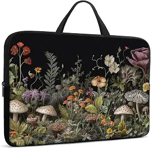 Laptop Sleeve Bag with Handle Computer Protective Soft Cover Case for 14 Inch 13 Inch Laptop,Wildflower Mushroom