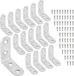 Stainless Steel L Brackets 404016X2mm  Right Angle Corner Brace with Screws, 90 Degree Small Metal Shelf Brackets for Wood, Furniture, Cabinet, DIY Reinforcement (20 Pack)