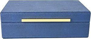 XIGEXIGE Navy Blue Shagreen box Faux Leather Decorative Box,Keepsake And Memory Storage Small Decorative Boxes with Lids for Modern Home Decor Jewelry Box Organizer