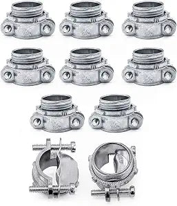 10 Packs 3/4" NM Clamp Type Cable Connectors for Metallic Conduit Protect Cables, Zinc