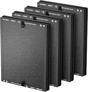 4 Packs HAP602 Replacement Filter Compatible with ECOSELF HAP602 HAP602WF Air Cleaner Purifier, 3-in-1 Filtration of Pre-Filter & Activated Carbon Filter