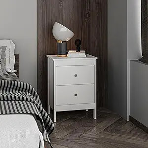 Newcastle Nightstand with Two Drawers and Open Shelf, Modern Bedside Table for Bedroom Essentials, Spacious Storage for Books, Electronics, and Personal Items, Minimalist Design with Functional