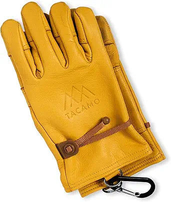 Heavy Duty Leather Work Gloves for Men & Women - Yellow 100% Cowhide Leather Gardening Gloves